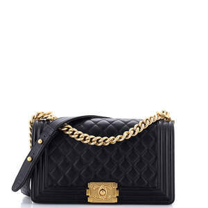 Chanel Old Medium Boy Flap Bag Quilted Lambskin